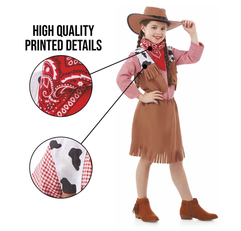 fun shack Cowgirl Outfit Kids Costume, Girls Cowgirl Dress for Parties, Western Themed Dress Up for Children, X-Large - Image 4
